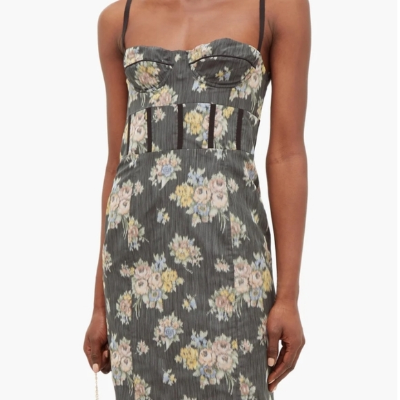 Brock COLLECTION Corseted Silk Floral Jacquard Dress Size 6 - Picture 1 of 14